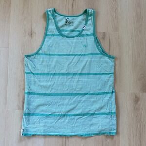 LRG Roots Equipment Mens Tank Top L Striped Sleeveless‎ Shirt Blue Beach